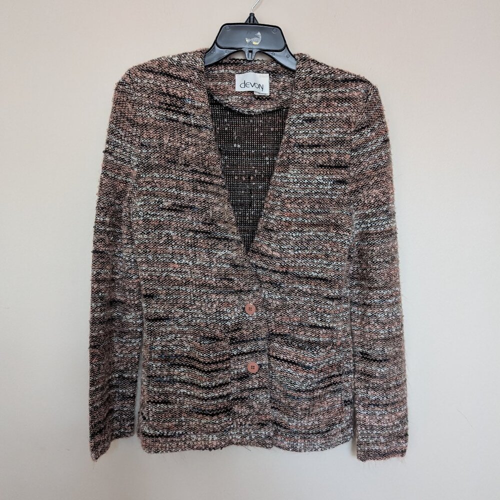 VINTAGE 1980s devon boulce blazer Small pink black grey ILGWU made in USA